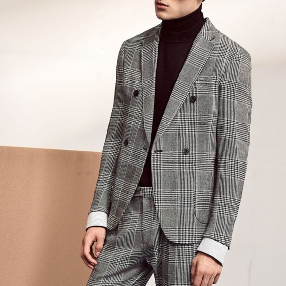 Zara Men Check Double Breasted Suit 